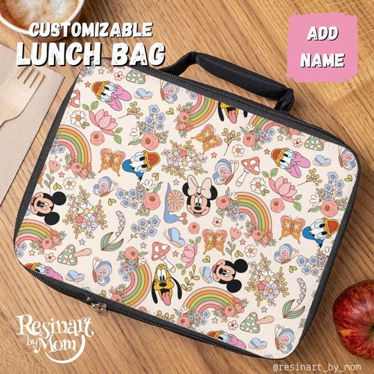 Disney Floral Lunch Bag, Lunch Bag for kids, Disney Lunch Bag, Disney Park Bag, Disney School Bag