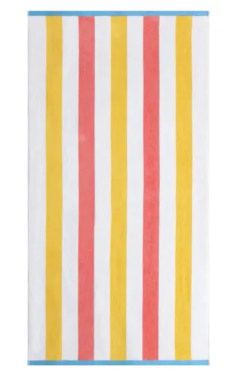Cabana Stripe Oversized Beach Towel, 72" x 38", Pink and Yellow