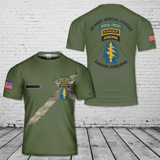 Custom Name US Army Special Forces Airborne Ranger T-Shirt 3D Gift Father Men