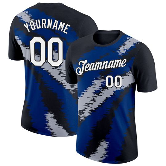 Custom Dark Purple Black Fire Red Light Yellow-Navy 3D Esports Performance T-Shirt