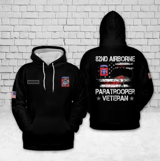 Custom Name US Army 82nd Airborne Division Veteran Hoodie 3D All Size