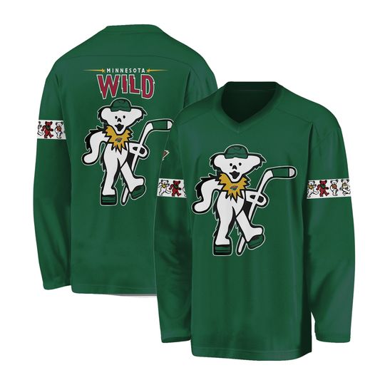 Minnesota Wild x Grateful Dead Night Special Edition Green Hockey Shirt Midgreen