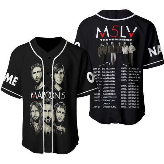 Maroon 5 M5LV The Residency Tour 2025 Personalized Baseball Jersey