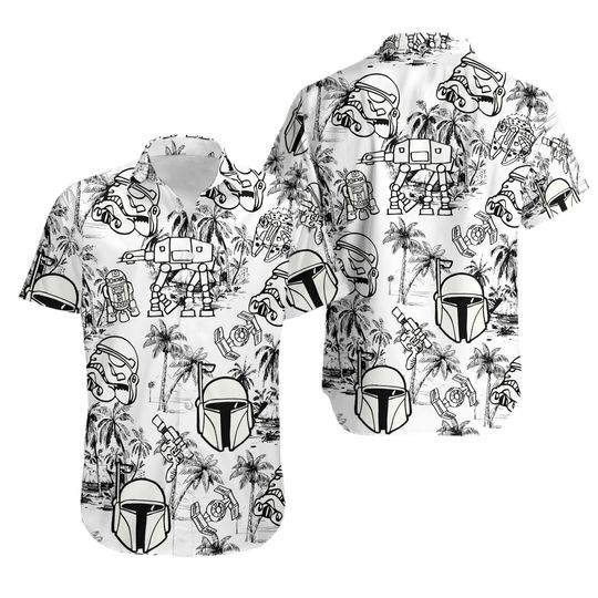 Star Wars Mandalorian Hawaiian Shirt, Disney Star Wars Beach Shirt