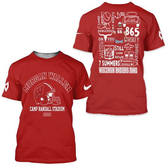 Wallen Western x Wisconsin Badge Camp Randall Stadium 3D T-Shirt