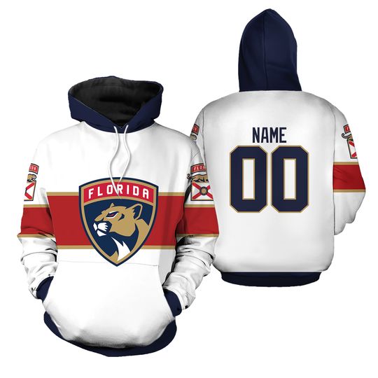 Florida Panthers White Away Kits Hoodie Custom Name Number Hockey Team Gift