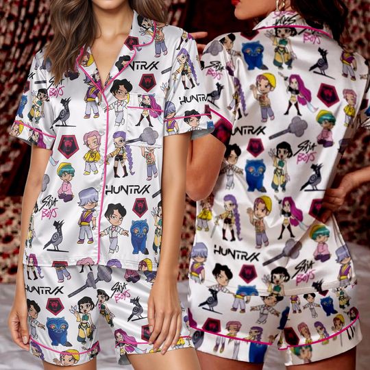 Kpop Saja Boys Pajama Set  Demon Hunters Fan Gift  Huntrix Kpop Shirt & Short/pant  Kpop Merch for Fans  Saja Boys Sleepwear Gift Set
