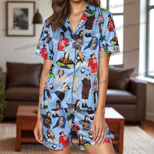 Billie Eilish Inspired Pajama Set  Hit Me Hard And Soft PJs | Singer Sleepwear for Women Teens Unique