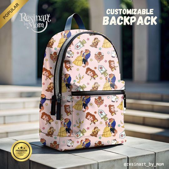Beauty and the Beast Backpack, Belle Backpack for kids, Disney Backpack, Disney Park Bag, Disney School Bag, Customizable Backpack