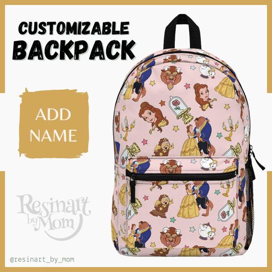Beauty and the Beast Backpack, Belle Backpack for kids, Disney Backpack, Disney Park Bag, Disney School Bag, Customizable Backpack