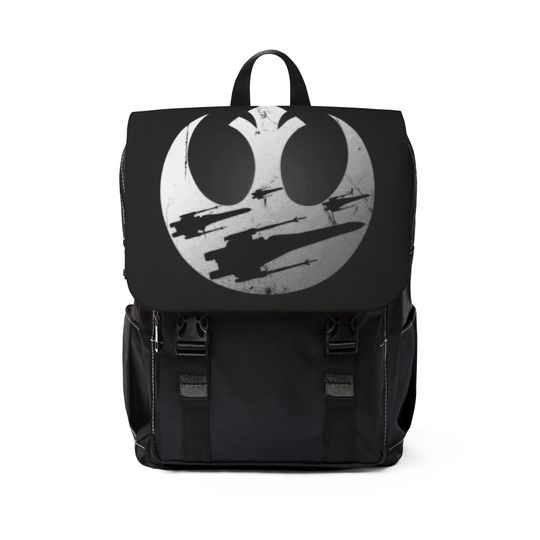 Star Wars Universe Casual Shoulder Backpack for School, Office or Travel - Rebel Alliance B&W
