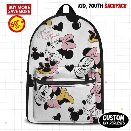 Disney Minnie Mouse Backpack, Minnie School Bag, Birthday Girl Kids Backpack, Birthday Gift, Fun Travel Bag