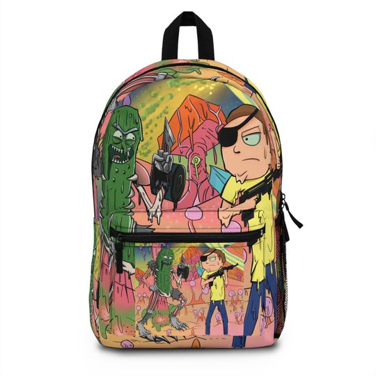 P rick Vs Evil Rickandmorty Backpack Cool Graphic Design Crazy Artwork Standoff from Rick and Rickandmorty accessories