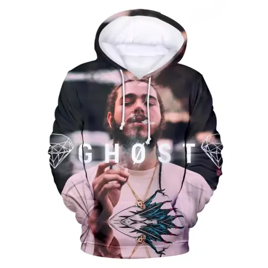 Post Malone Smoking Ghost Rapper Rap Music All Over Print Hoodie 3D XS-6XL