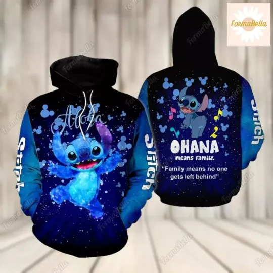 Lilo And Stitch Ohana Means Family 3D HOODIE US Size All Over Print Best Price
