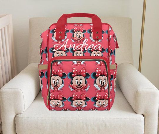 Minnie Mouse Diaper Backpack, Custom Baby Bag, Baby Gifts, Hospital Bag, Baby Shower Gifts, Gift for Expecting Moms
