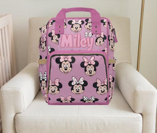 Minnie Mouse Diaper Backpack - Disney Toddler Bag, Custom Girl Backpack, Preschool Gifts