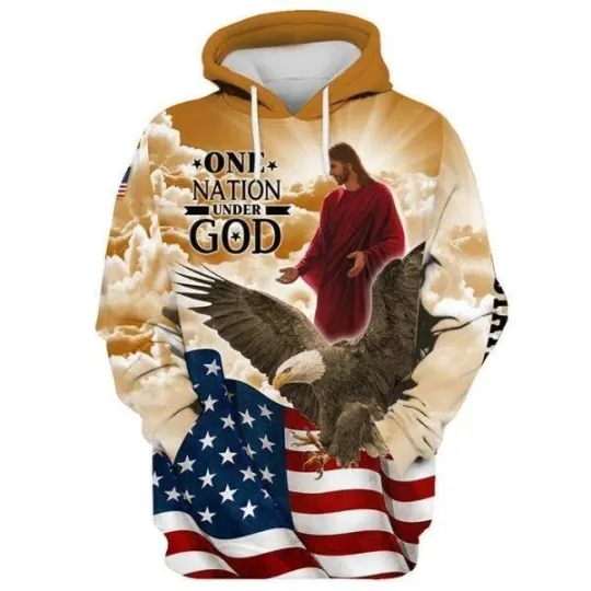 American Eagle Flag One Nation Under God 3D Hoodie