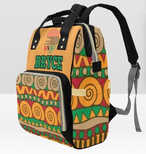 Personalized African Diaper Bag Backpack for New Moms - Custom Baby Shower Gift - Black Pride