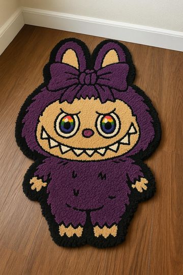 Purple Labubu Tufted Rug, 3D Funny Rug for Cool Room Decor, Unique Gift Home Carpet