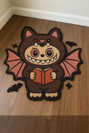 Labubu Halloween Tufted Rug, 3D Rugs, Funny Room Decor, Unique Home Decor, Spooky Rug, Cute Ghost Carpet