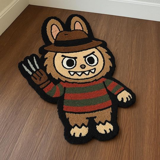 Creepy Monster Labubu Tufted Rug, 3D Rugs, Funny Horror Style Rug, Unique Home Decor Accent