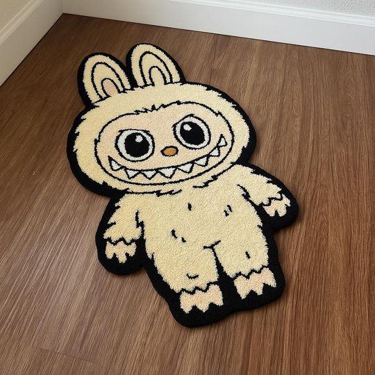Yellow Labubu Tufted Rug, 3D Rugs, Bright Funny Decor, Cute Rug for Room, Unique Home Accent
