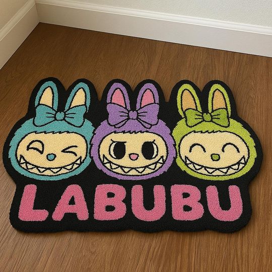 Labubu Tufted Rug, Soft 3D Floor Mat, Funny Unique Decor Gift for Kids or Teen Room