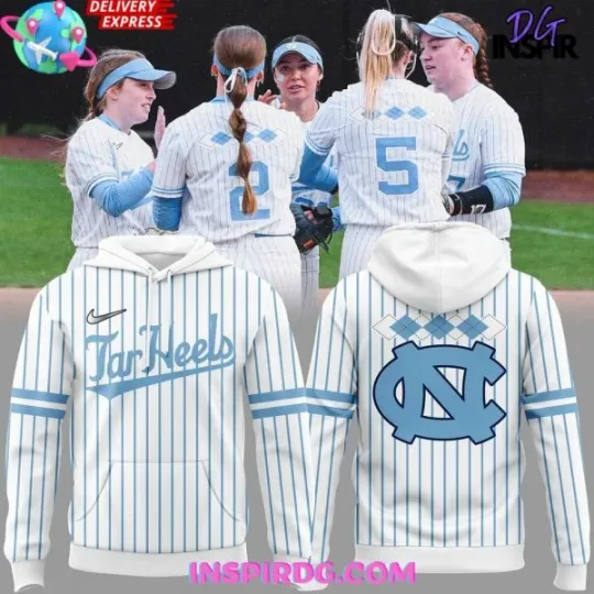 North Car*Olina Tar Heels Softball 2025 Pinstripe 3D Hoodie Size Xs-6Xl