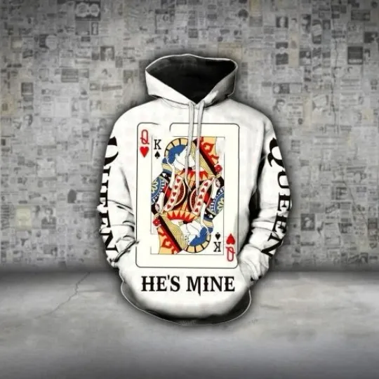 Matching King Queen 3D All Over Hoodie Hes Mine Im Hers 3D Hoodie