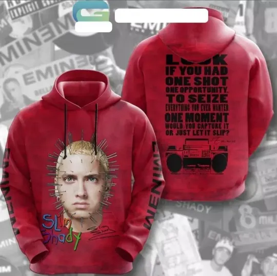 Eminem Slim Shady Signature Rapper Rap Music All Over Print Hoodie 3D XS-6XL