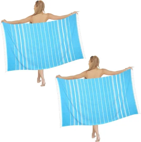 Beach Towel 2 Pack,Sand Free Towels Stripe 2 pack, 2 Pack Blue