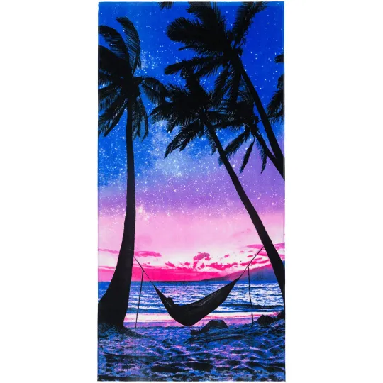 Sunset Palms Beach Towel 30 x 60 inch 100% Cotton (Sunset Hammock, One Towel)