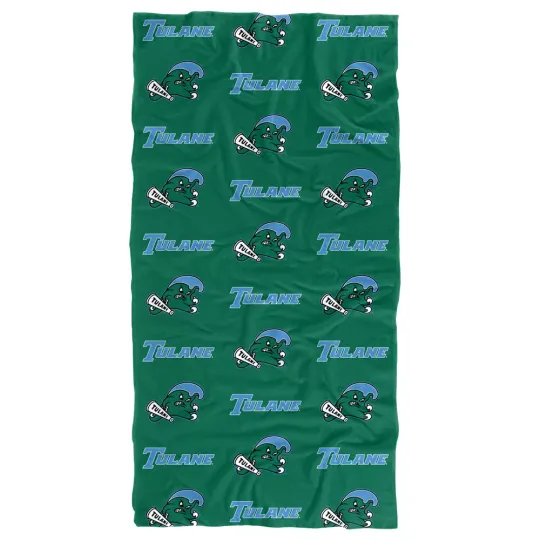 Tulane University Beach Towel/Bath Towel, 30"x60" Logo Pattern