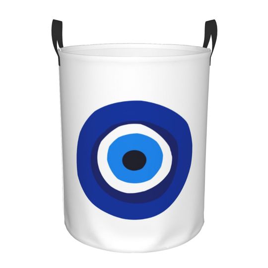 Custom Greek Turkish Evil Eye Laundry Hamper - Large Clothes Storage Basket for Nursery and Toy Organization