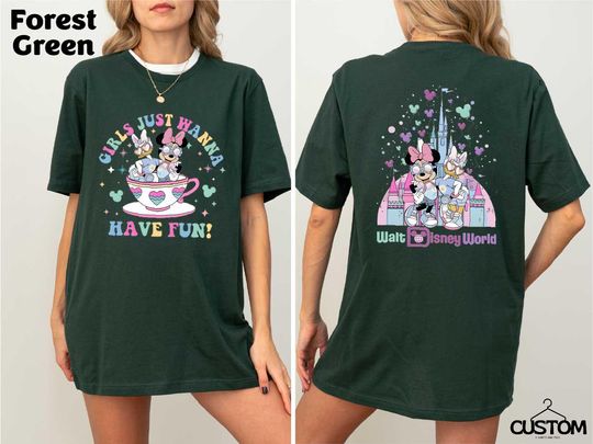 Girls Just Wanna Have Fun Shirt, Minnie and Daisy Summer Tee, Disney Cartoon Shirt for Girls, Cute Toddler or Kid T-Shirt, Girl Trip Shirt