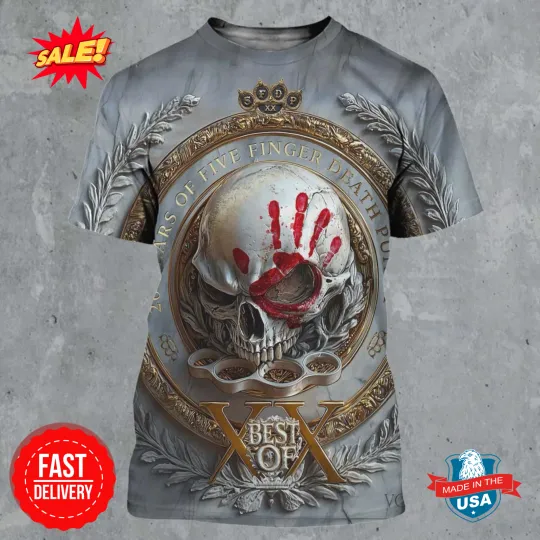 Five Finger Death Punch 20 Years Best Of Volume 1 Anniversary Album Cover 3D Tee
