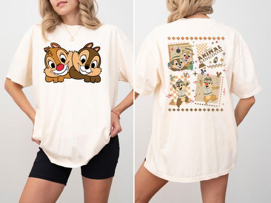 Chip And Dale Shirt, Cartoon Squirrel Tee, Park Outfit Idea, Disneyland Shirt, Disney Animal Kingdom T-Shirt, Cute Disney Characters
