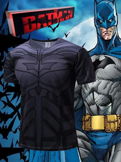 NEW! THE BATMAN BLACK SHORT SLEEVE  COMPRESSION SHIRT SIZES US M-2XL