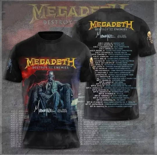 Megadeth Announces Destroy Destruction All Enemies Tour 2024 T-Shirt Men Women