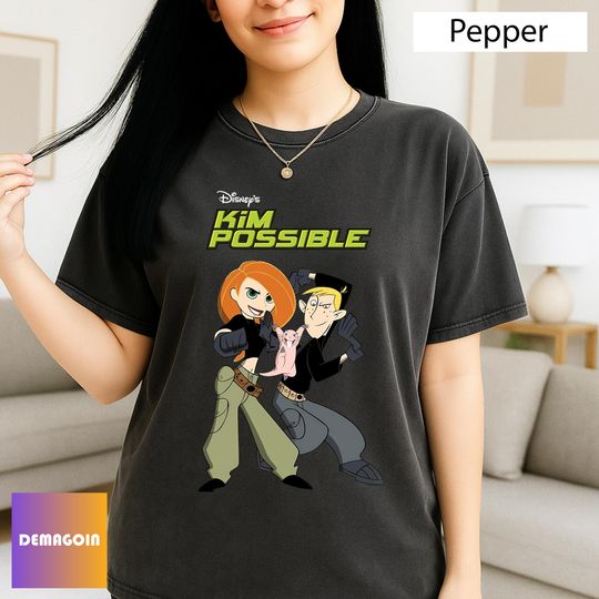 Kim Possible T-Shirt, Cartoon Action Graphic Tee, Kim Ron and Rufus Shirt, 2000s Disney TV Show Shirt, Kim Possible Fan Gift Tee