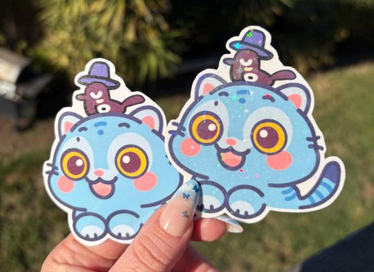 Cat and Bird Demon Hunter Sticker - Kawaii K-Pop Design