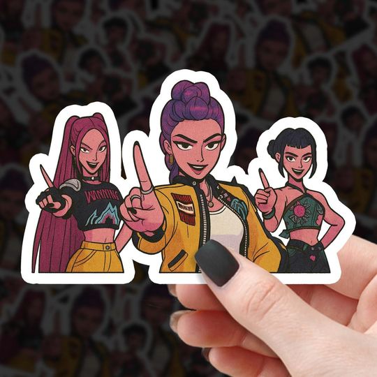 Discover K-POP Demon Hunters Stickers - HUNTRIX - Zoey, Rumi, Mira