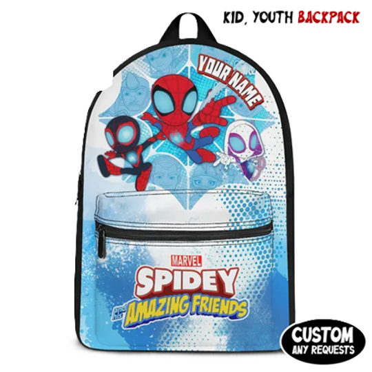 Custom Spidey And His Amazing Friends Backpack, Kids School Bag, Custom Name Backpack, Cute Kids Backpack, Birthday Gift, Fun Travel Bag