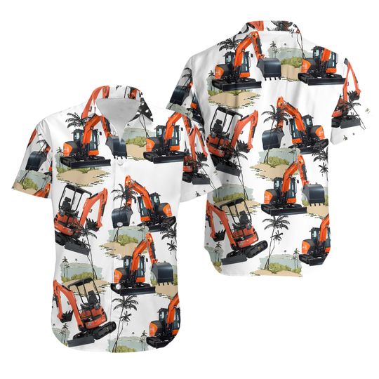 Kubota Excavator Hawaiian Shirt Aloha Summer Beach Button Down