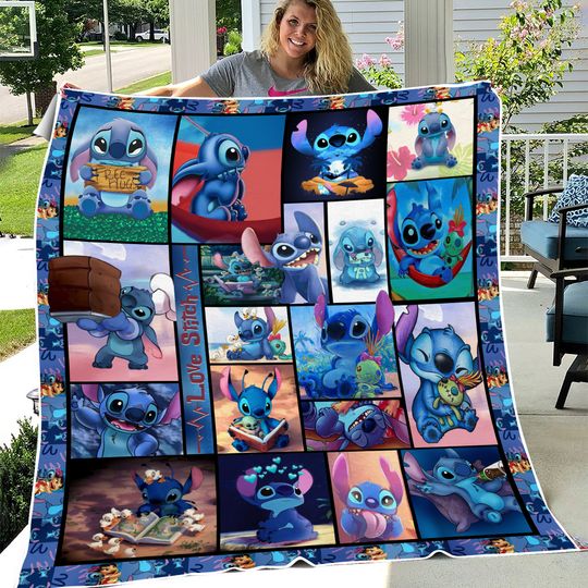 Disney Stitch Fleece Blanket, Stitch Pattern, Stitch Ohana