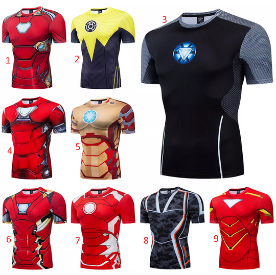 Men's T-shirts Iron Man Superhero Compression Gym Tights Tops Short Sleeve Tee