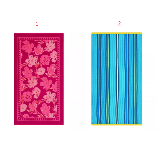 ALOK Cotton Beach Towel, Oversized, Soft Velour Finish