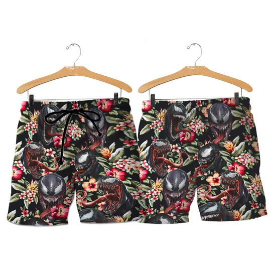 Venom Shirts For Men, Venom Hawaiian Shirt, Venom Man Shorts, Horror Movie Summer Shirt
