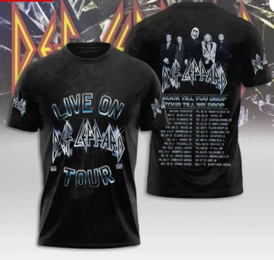 RARE! Def Leppard Summer Tour 2025 3D T-Shirt Gift for Fans